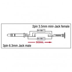 DAP XGA12 XGA12 - Jack/M stereo to mini-jack/F, incl. 2x 10 kilo-Ohm resistors